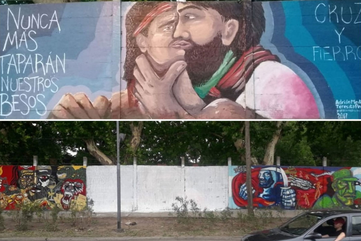 San Martín: neonazis vuelven a tapar el mural de un beso entre dos gauchos