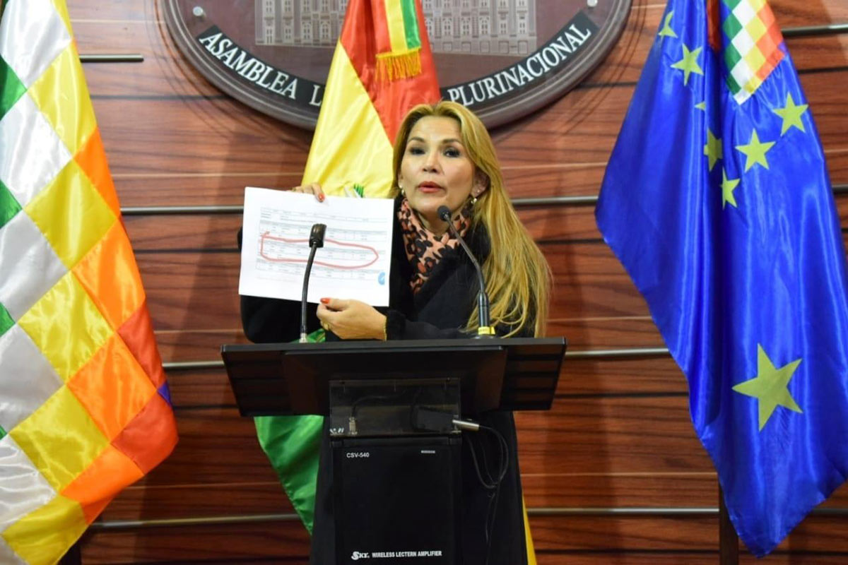La presidenta ilegal de Bolivia aseguró que llamará a elecciones «en las próximas horas»