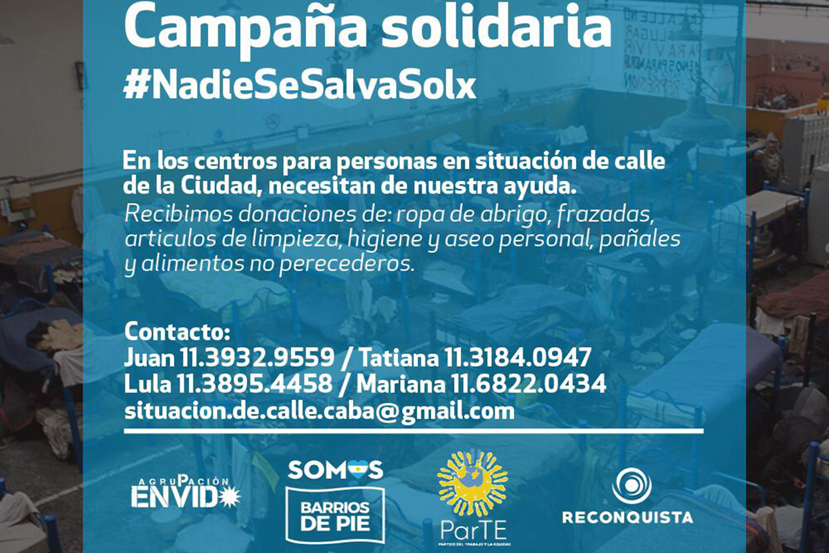 Legisladores porteños lanzan campaña solidaria para asistir a personas en situación de calle