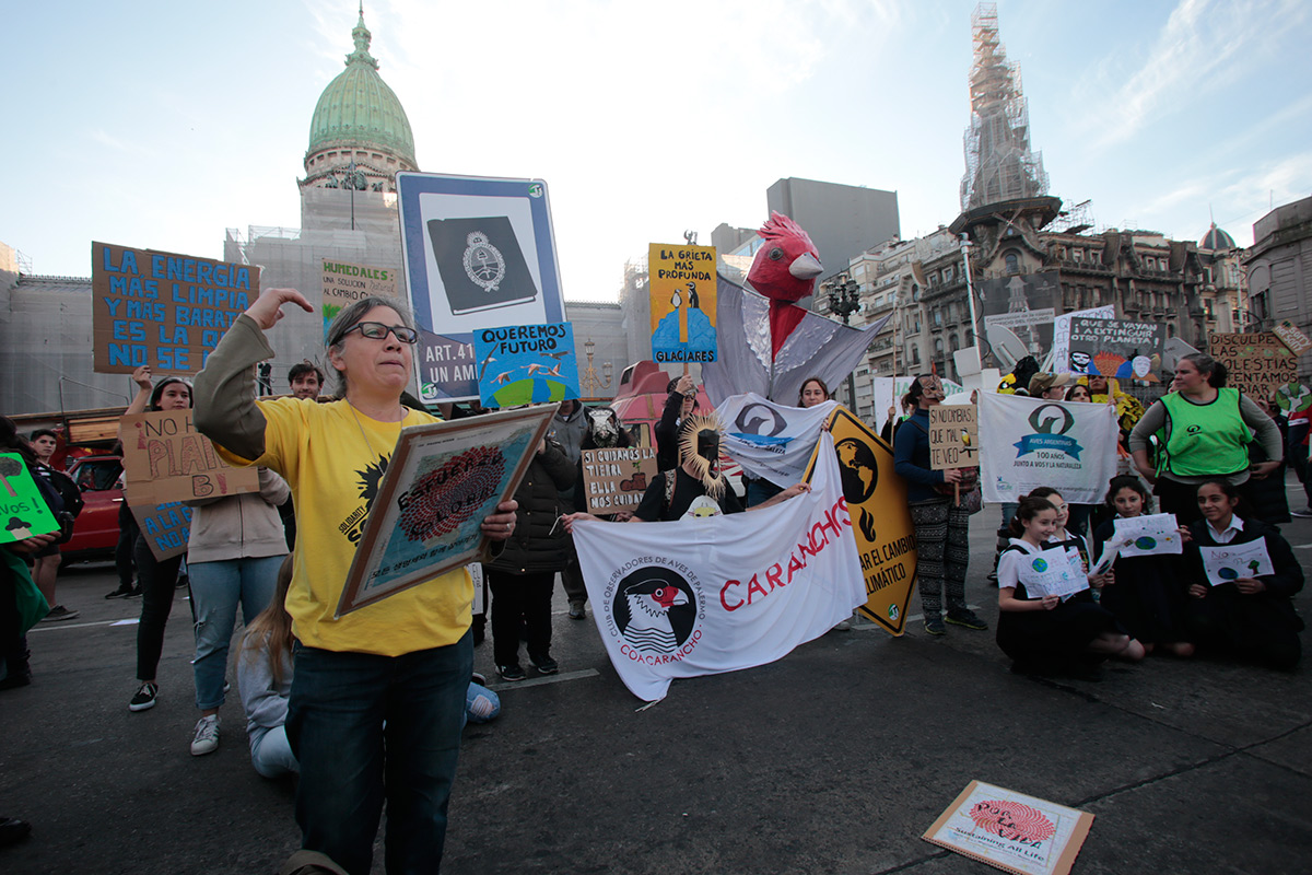 Con los jóvenes a la cabeza, organizaciones ambientalistas marchan al Congreso