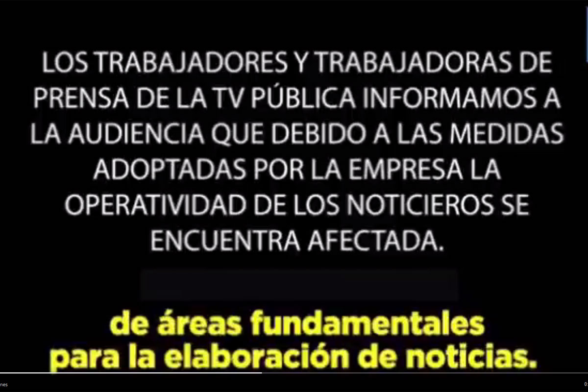 Trabajadores de la TV Pública repudiaron la sesgada cobertura de la represión