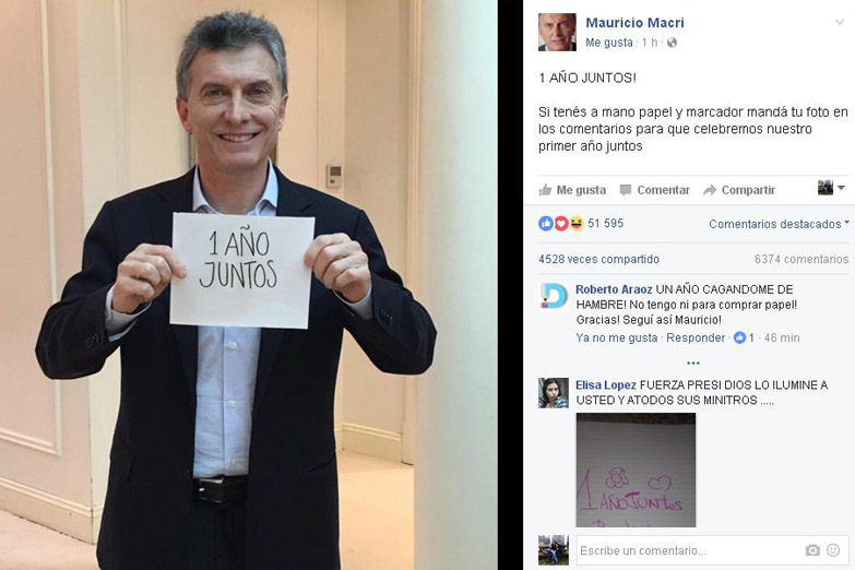Macri dejó un saludo en Facebook por su año de gestión