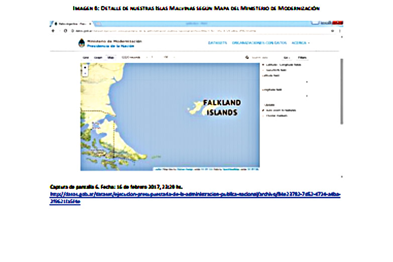 El ministerio de Modernización publicó mapas de Malvinas como Falkland