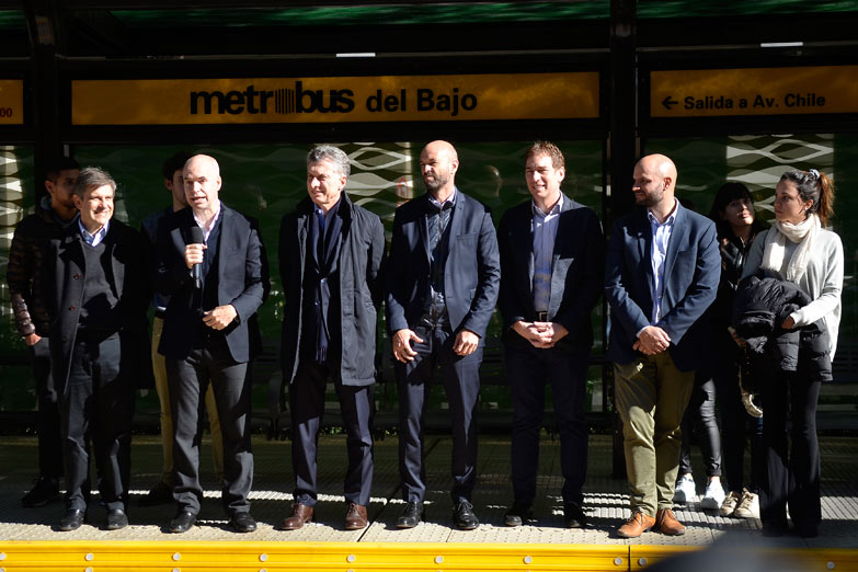 Macri y Rodríguez Larreta inauguraron el primer tramo del Metrobus del Bajo