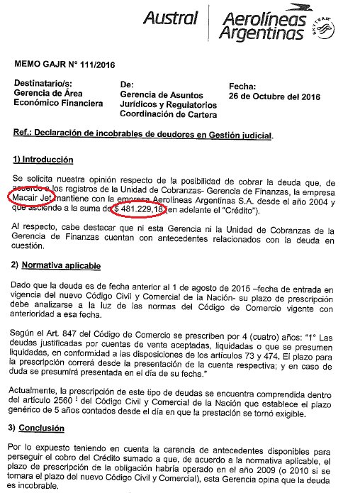 La Justicia avanza sobre la deuda que Aerolíneas perdonó a los Macri