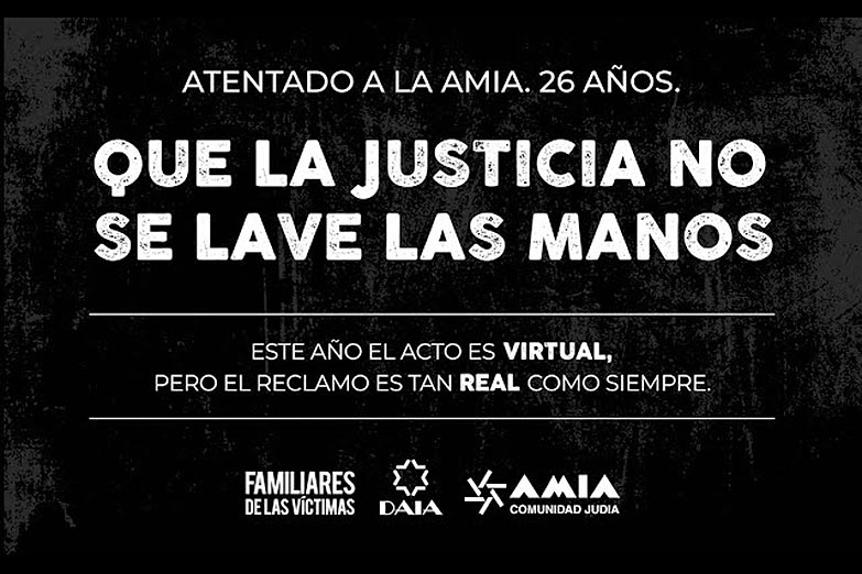 Actos virtuales para recordar los 26 años del atentado a la AMIA
