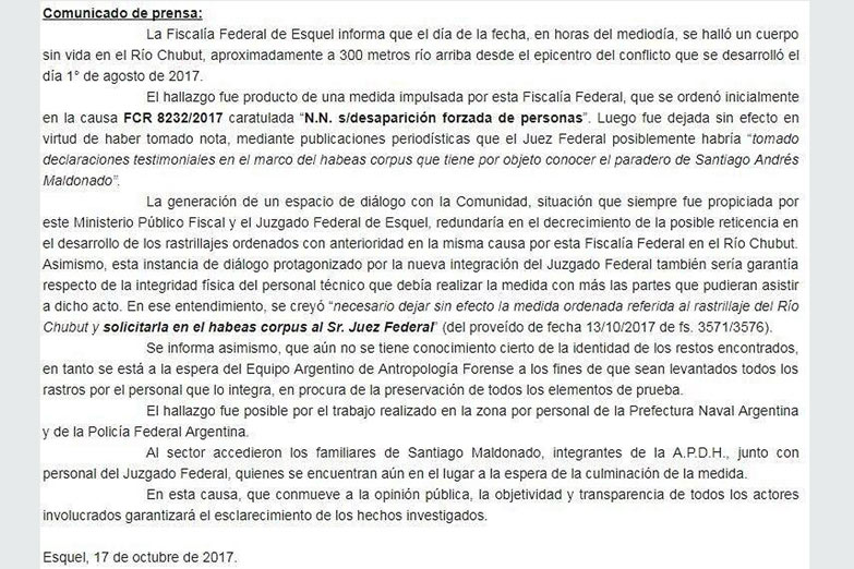 Primera palabra oficial: «El cuerpo se encontró a 300 metros del epicentro del conflicto»