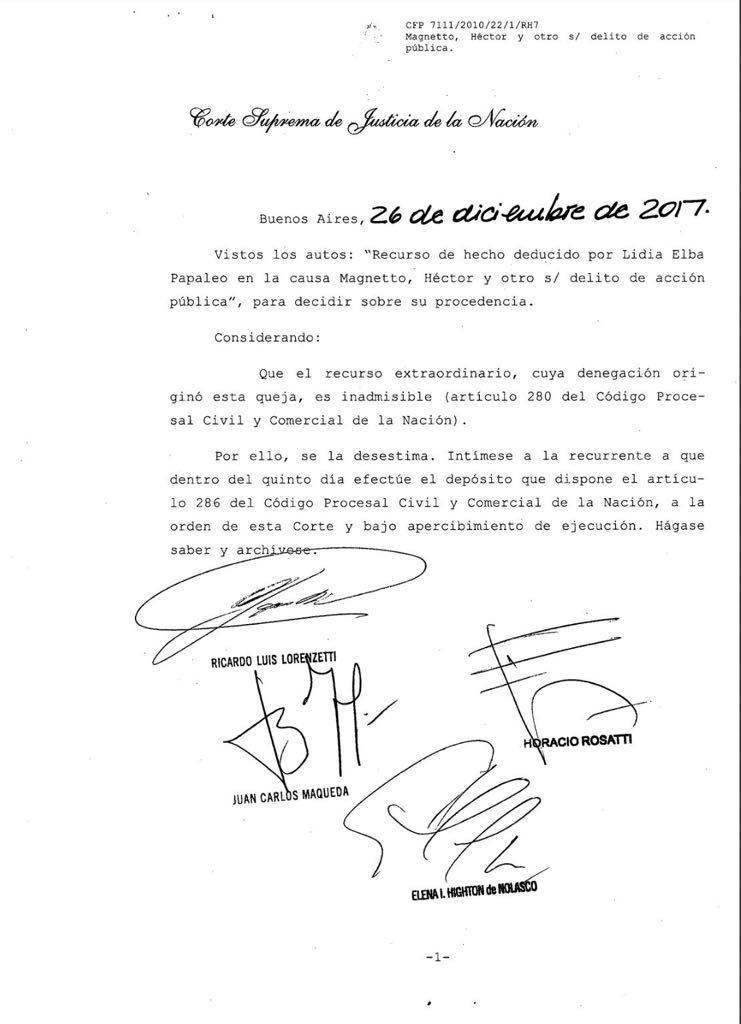 La Corte Suprema confirma el sobreseimiento al Grupo Clarín