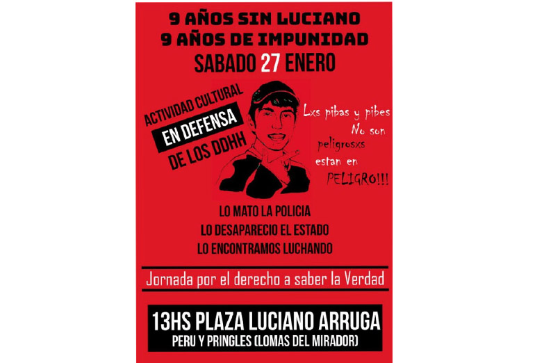 Jornada cultural a 9 años de la desaparición forzada de Luciano Arruga
