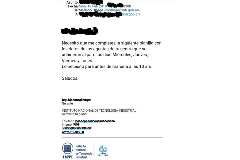 Denuncian listas negras en el INTI