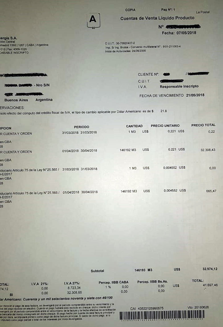 Las Pymes reclaman dejar de pagar la factura de gas en dólares