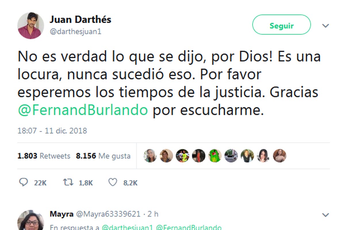 El actor rechazó la denuncia por Twitter