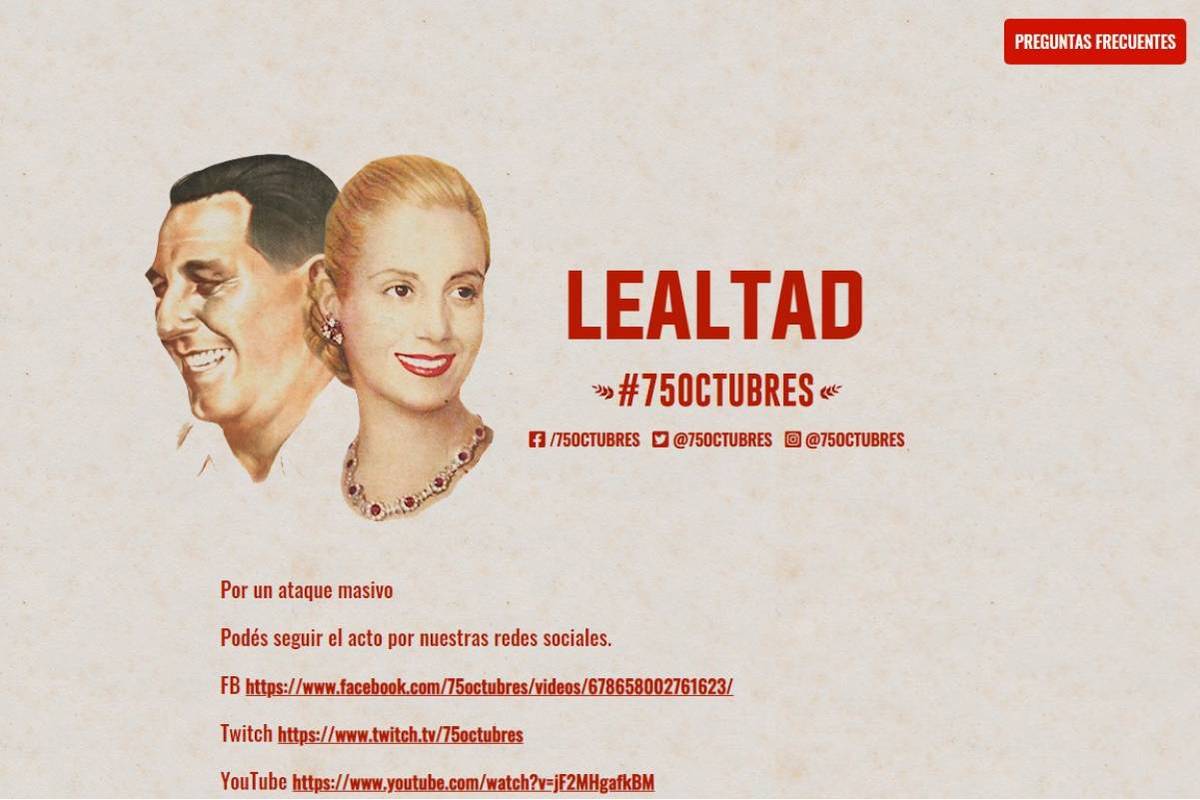 Hackearon la página 75octubres donde se realizaba la marcha virtual