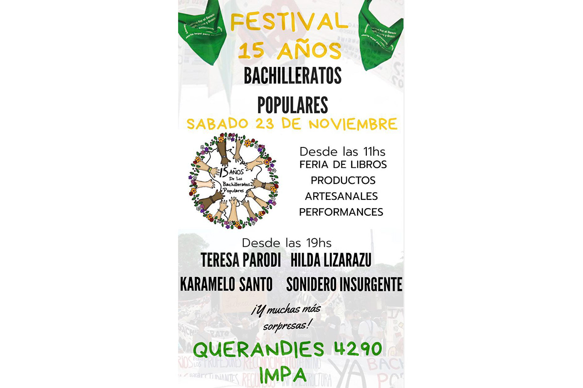Los Bachilleratos Populares cumplen 15 años con un Encuentro y un Festival