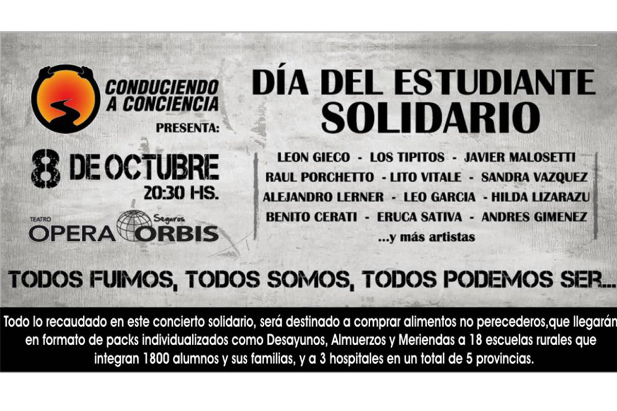 Gieco, Benito Cerati y Eruca Sativa, protagonistas del Día del Estudiante Solidario