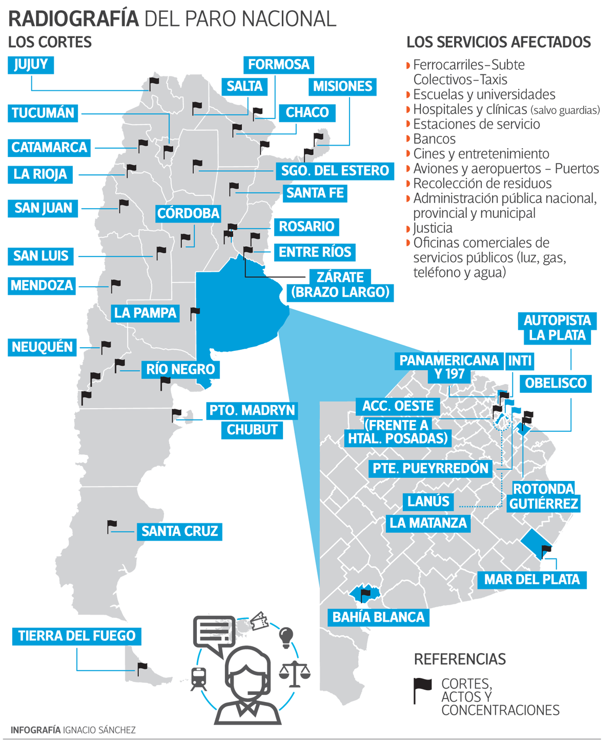 Un paro total con cortes de ruta y marchas en todo el país