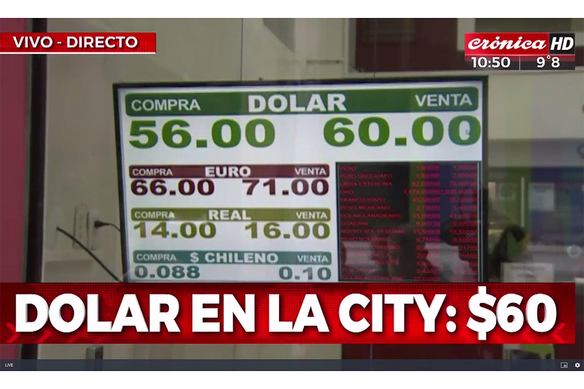 El dólar se disparó, subió a más de 60 y cerró a $ 57,30: el Central debió usar reservas