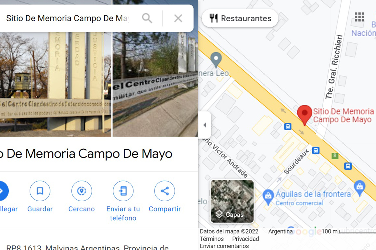 Google Maps visibiliza 15 Espacios de Memoria, vinculados al terrorismo de Estado