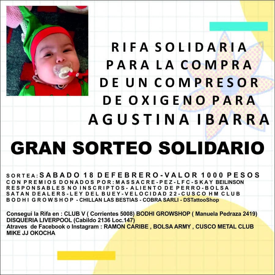 Agustina tiene 8 meses y necesita ayuda para conseguir un equipo que le permita respirar