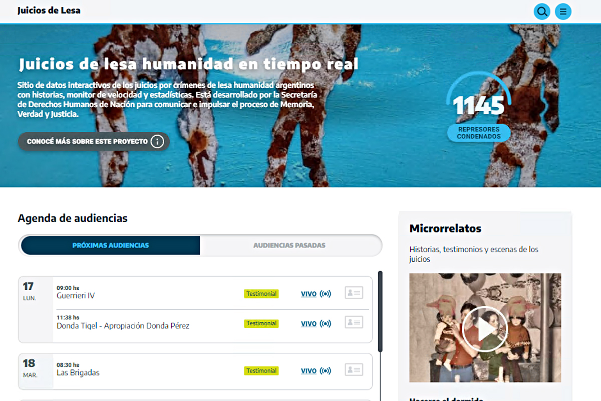La Secretaría de Derechos Humanos lanzó una web con la información de todos los juicios de lesa humanidad