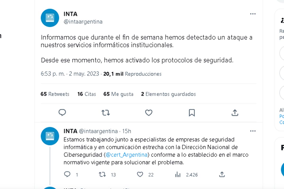 Hackearon al INTA y piden 2,5 millones de dólares de rescate