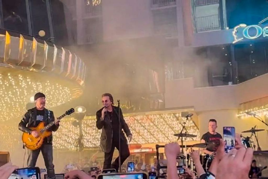 U2 dio un show sorpresa en Las Vegas para presentar "Atomic City", su nuevo tema