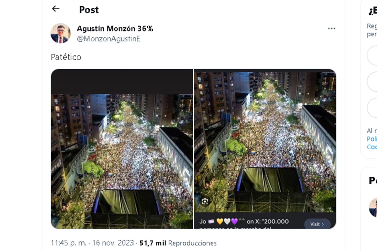 Insólito: Milei publicó una foto de la Marcha del Orgullo como si hubiese sido su cierre de campaña en Córdoba