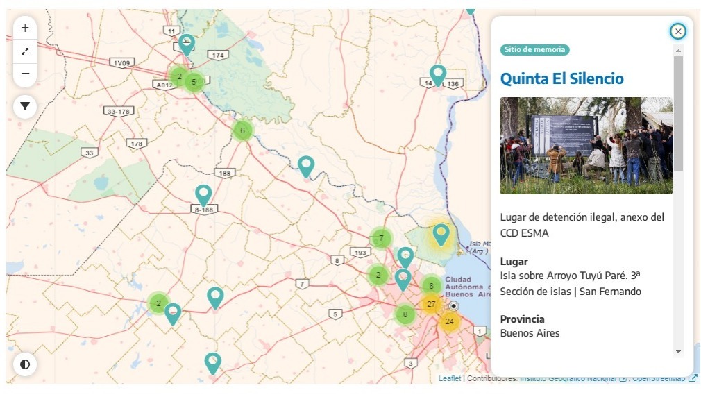 Publicaron un mapa interactivo de señalizaciones de sitios de memoria