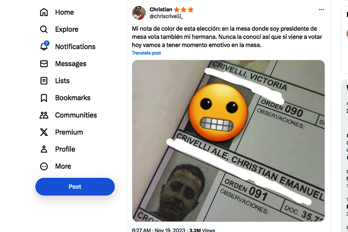 La historia del presidente de mesa que vio a su hermana por primera vez gracias a la votación