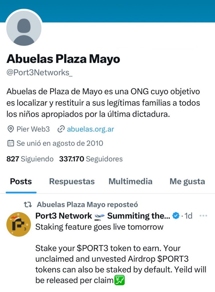 Un usuario desconocido hackeó la cuenta de X de Abuelas de Plaza de Mayo 1 Un usuario desconocido hackeó la cuenta de X de Abuelas de Plaza de Mayo