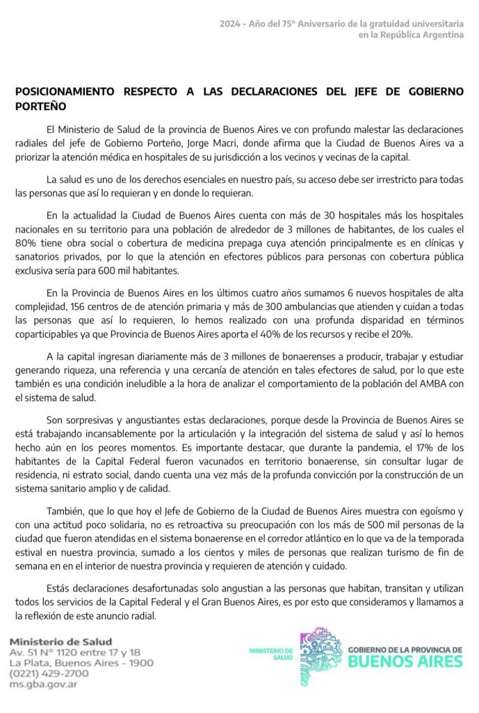 Críticas a Jorge Macri tras manifestar que dará prioridad de atención en hospitales de CABA a los porteños 3 Críticas a Jorge Macri tras manifestar que dará prioridad de atención en hospitales de CABA a los porteños