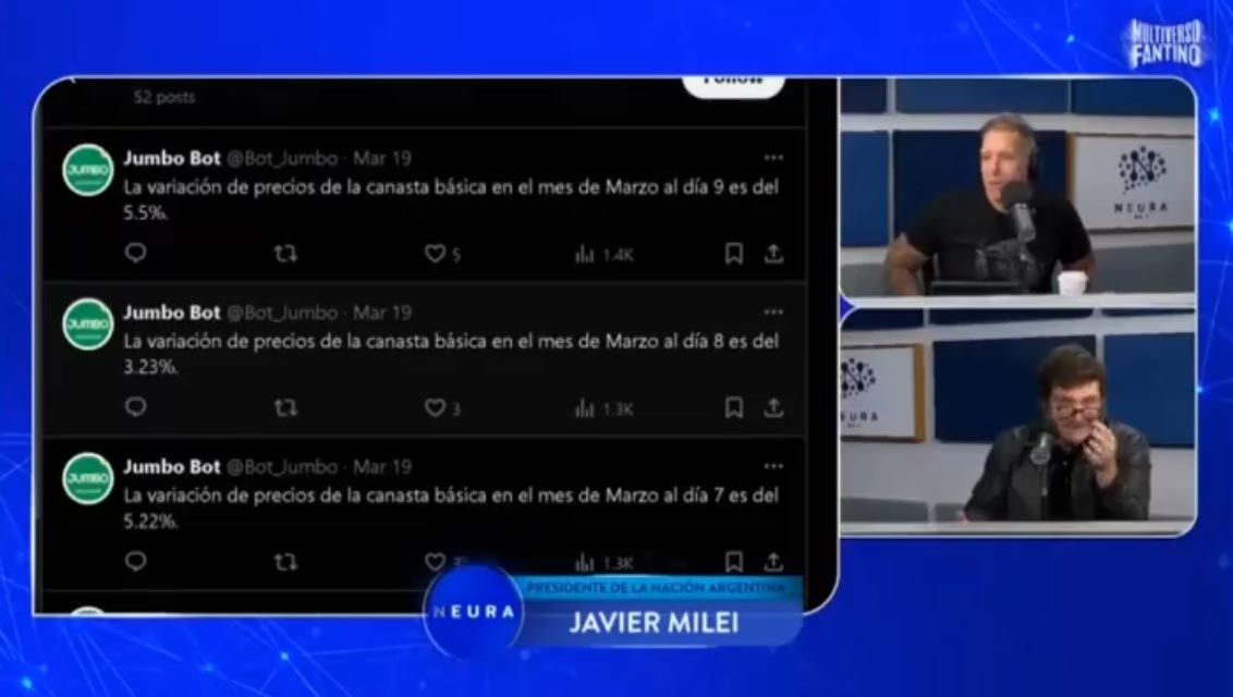 Inflación: Milei y Caputo celebraron los datos de un perfil trucho de Jumbo