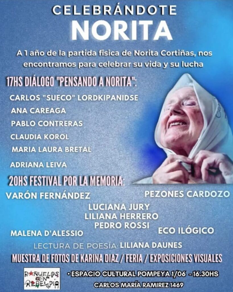 Múltiples homenajes a un año de la partida de Norita, la Madre de todas las batallas