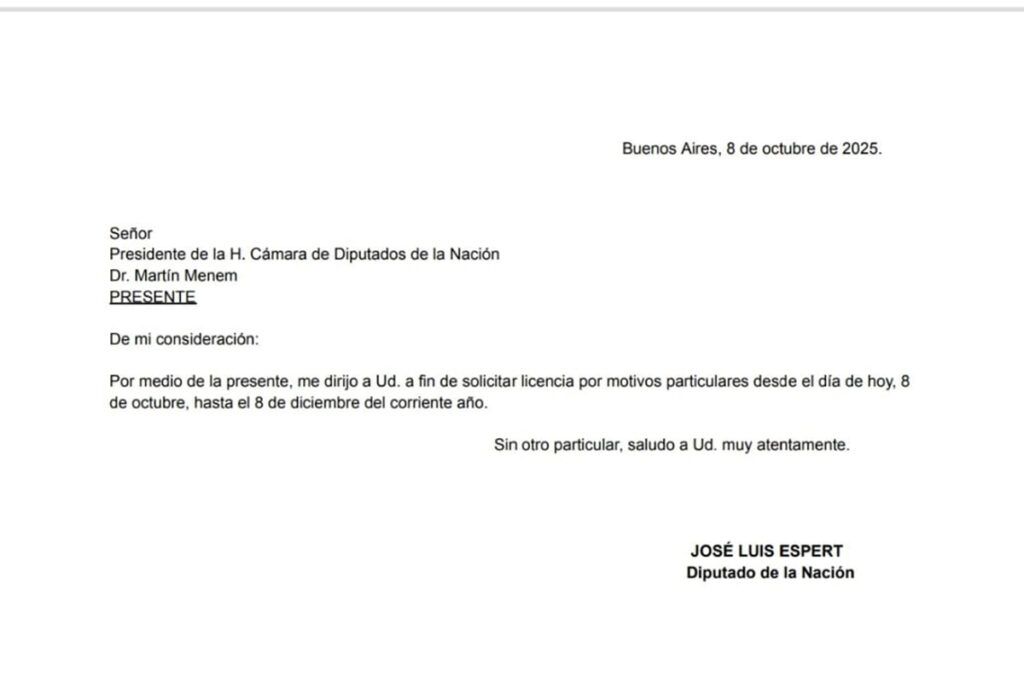 Espert tomó licencia en Diputados