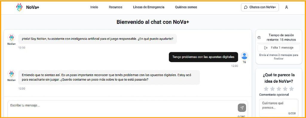 Lanzan “NoVa+”, un asistente virtual que ayuda a prevenir la ludopatía y las apuestas online