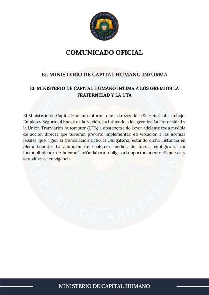 El gobierno buscó quebrar el paro a último momento con una conciliación obligatoria ilegal 1 El gobierno buscó quebrar el paro a último momento con una conciliación obligatoria ilegal