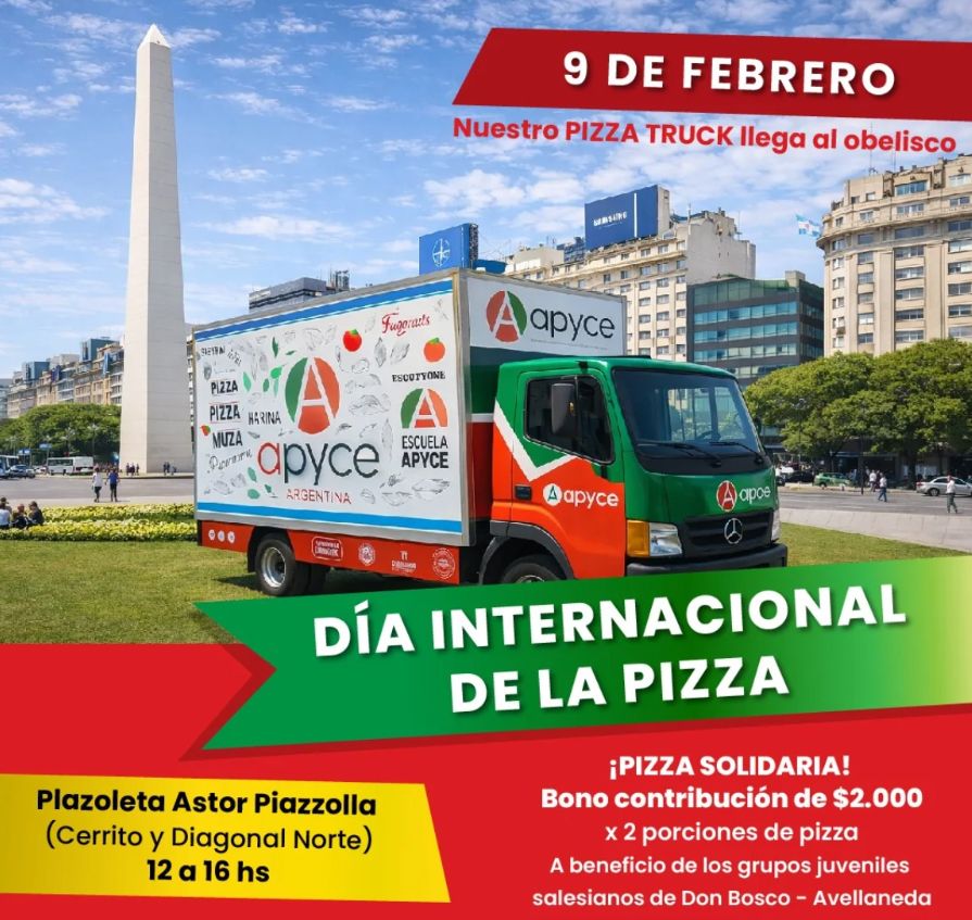 En el Día de la Pizza, habrá una degustación solidaria frente al Obelisco