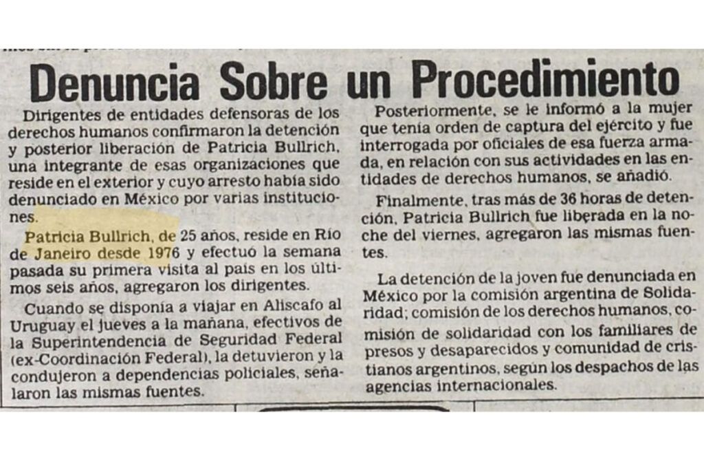 El día en que la dictadura detuvo a Patricia Bullrich y la salvaron los organismos de Derechos Humanos