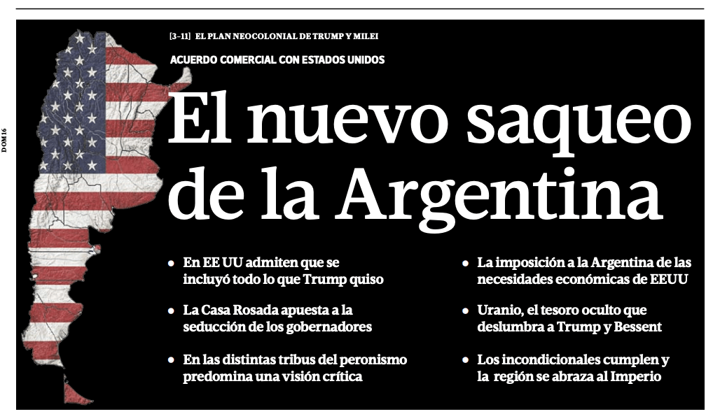 Tapa de Tiempo Argentino del 16 de noviembre de 2025 — edición número 500 del diario en papel