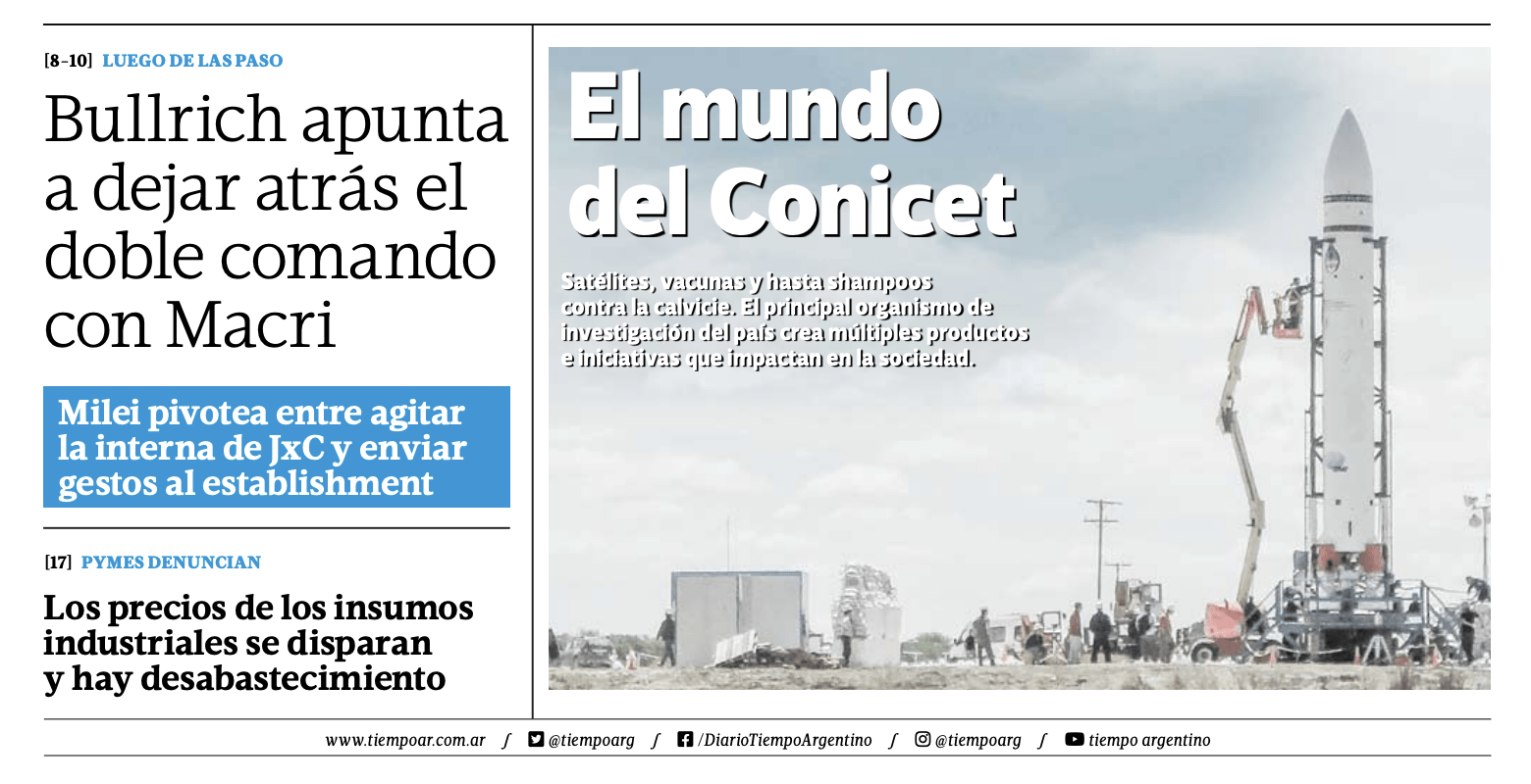 Tapa de Tiempo Argentino del 20 de agosto de 2023 — informe especial Mundo Conicet