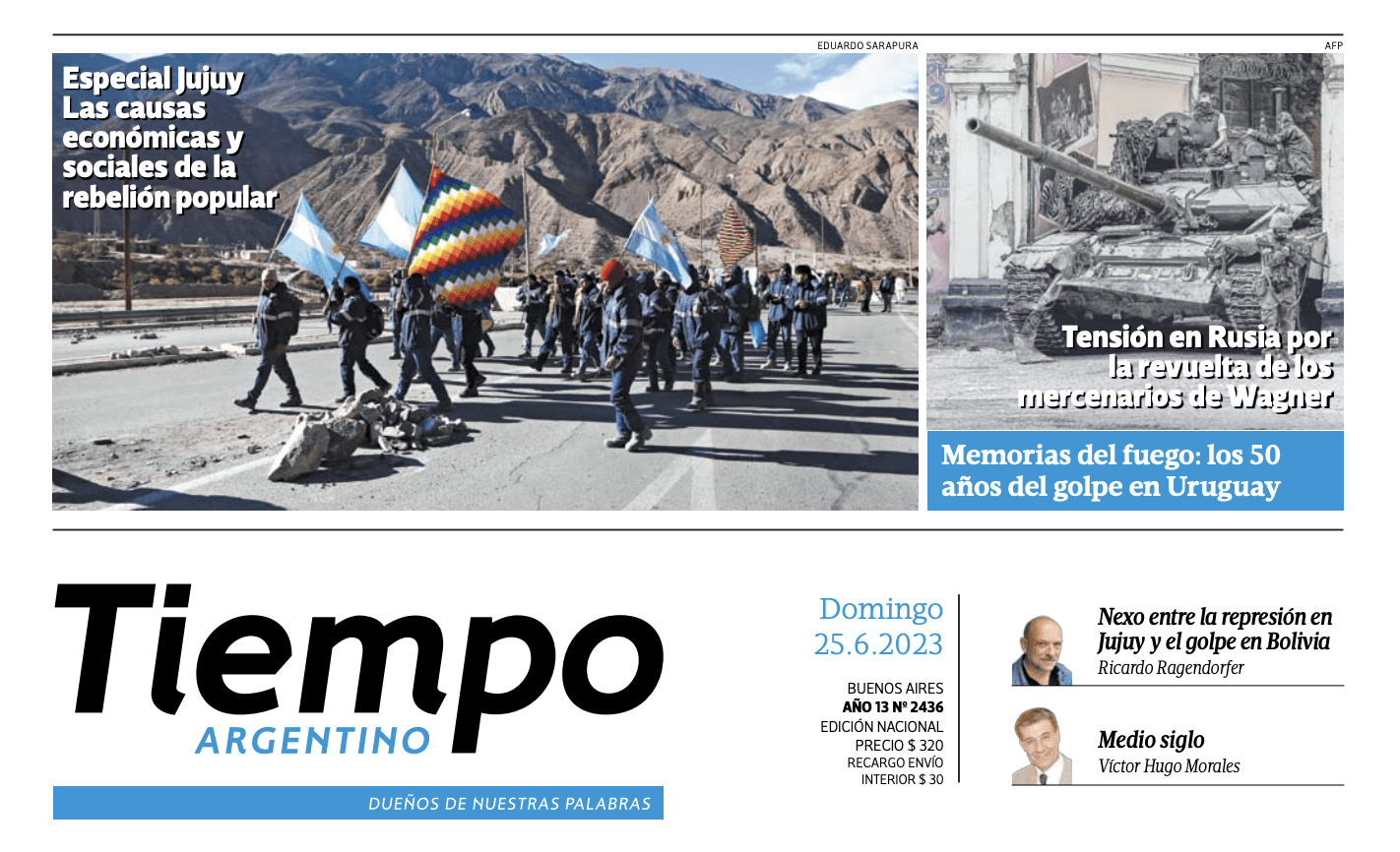 Tapa de Tiempo Argentino del 25 de junio de 2023 — informe especial sobre la rebelión popular en Jujuy