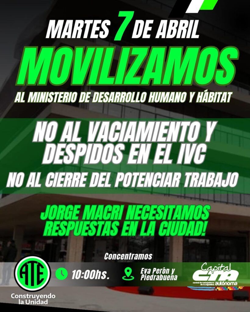 Organizan una jornada de protesta para rechazar el vaciamiento del Instituto de Vivienda porteño 1 protesta