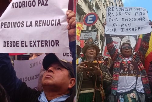 La comunidad boliviana marchó contra la represión de Rodrigo Paz y denunció la complicidad de Javier Milei