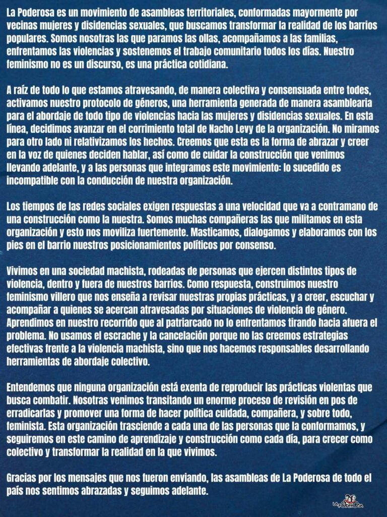 Nacho Levy fue apartado de La Poderosa: “no miramos para otro lado”