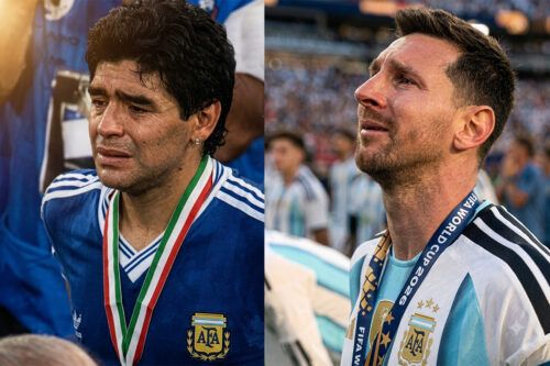 Lágrimas tras las finales perdidas: Maradona en 1990, Messi en 2026